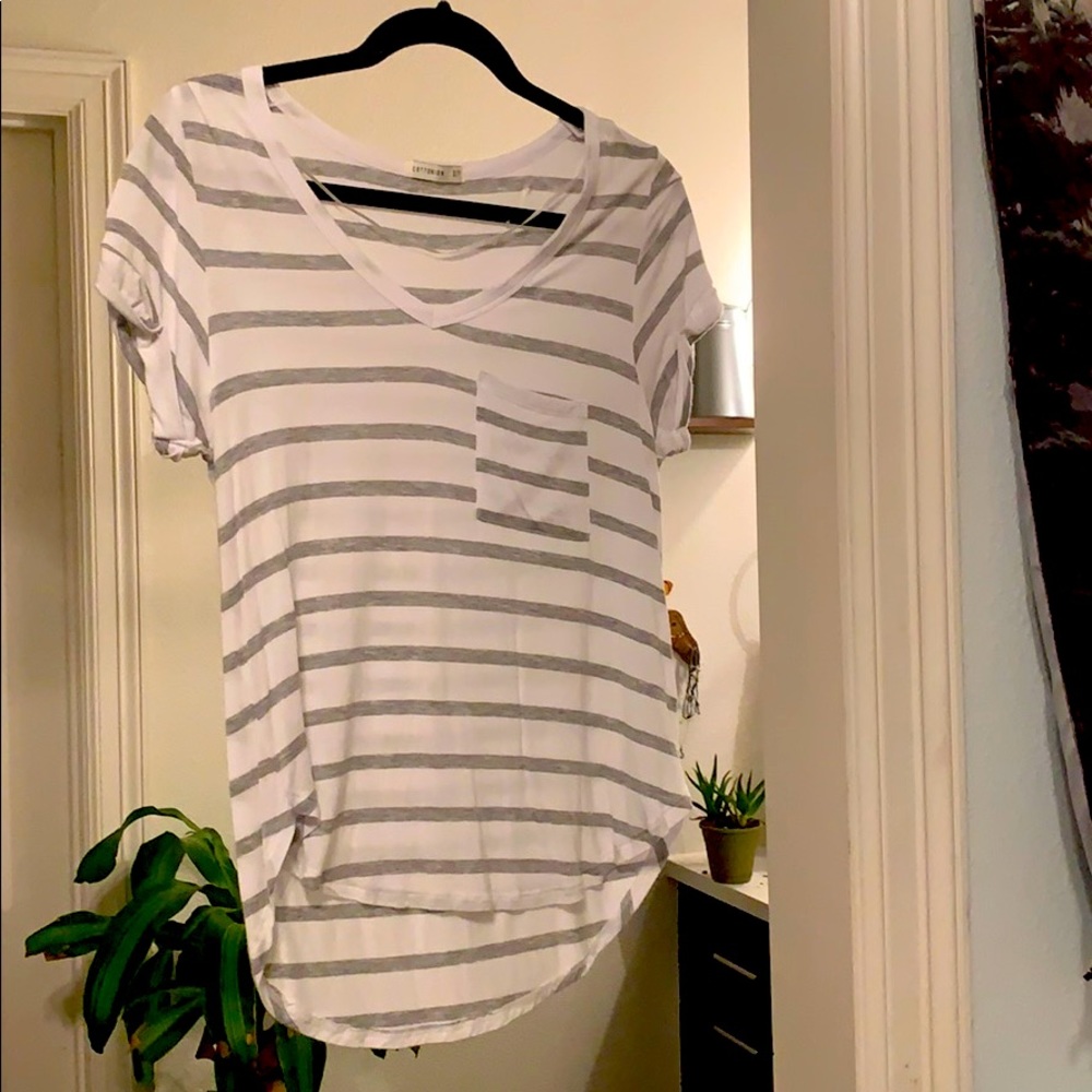 Gray and White Striped Shirt